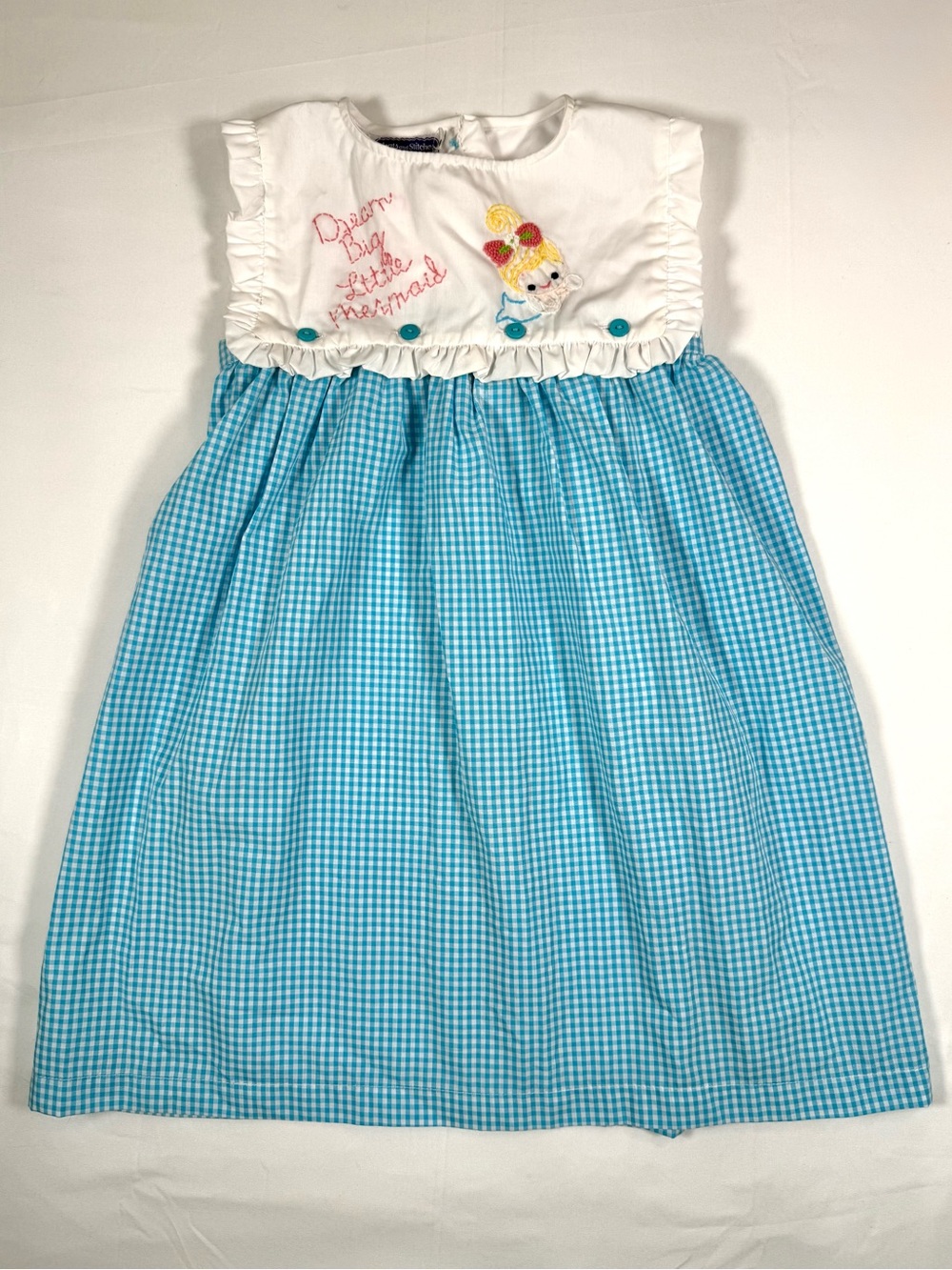 NWT PLEATS AND‎ STITCHES Girls Little Mermaid Hand Smocked Dress 5 Gingham NEW